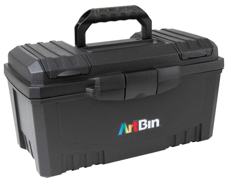 ArtBin 6918AB Twin Top 17 inch Supply Box, Portable Art & Craft Supply Organizer with Handle, [1] Plastic Storage Case, Black - Image 2
